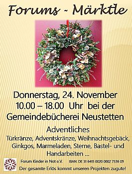 Forums-Märktle am 24.11.2022 in der Bücherei in Remmingsheim