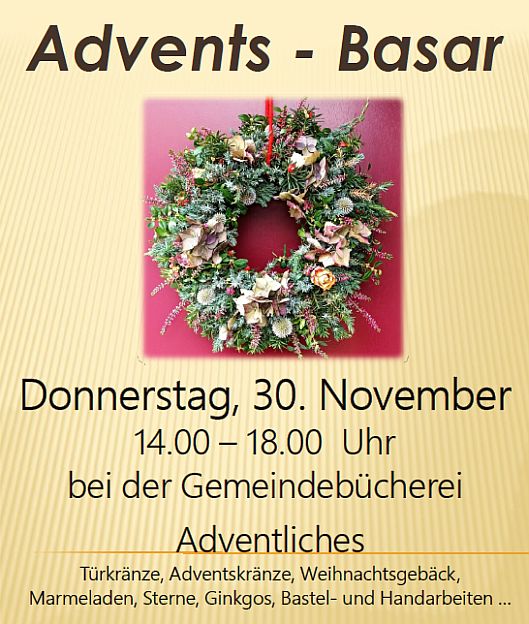 Advents-Basar am 30.11.2023 in der Bücherei in Remmingsheim