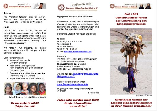 Seite 1 unseres Infoblattes Infoblatt 2020